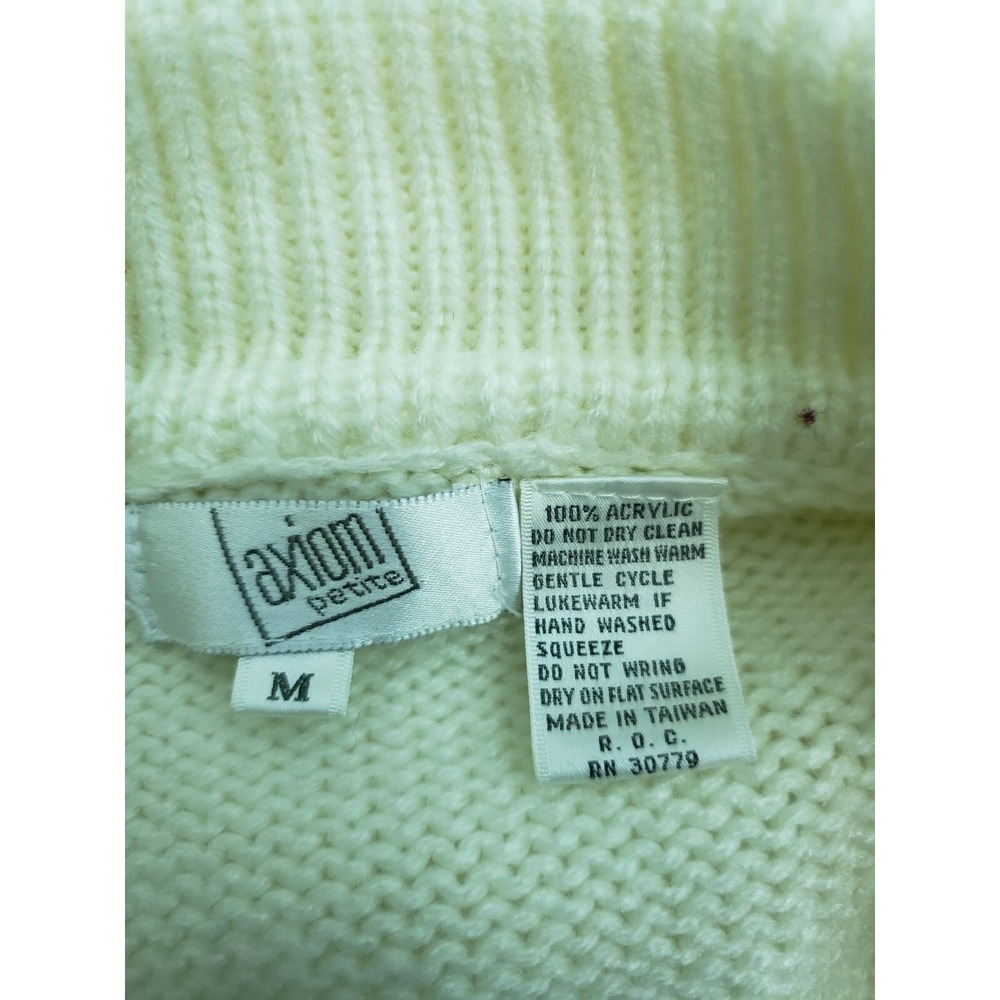 Axiom Petite Acrylic Chunky Notched Lapel Autumn Cardigan Sweater Medium   Z75 - Picture 3 of 9